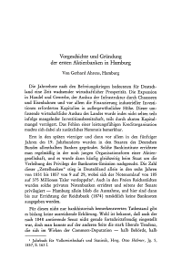 Vorgeschichte und Gründung der ersten Aktienbanken in Hamburg