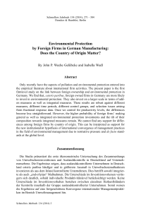 Environmental Protection by Foreign Firms in German Manufacturing: Does the Country of Origin Matter?