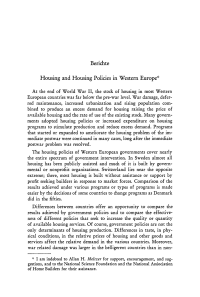 Housing and Housing Policies in Western Europe