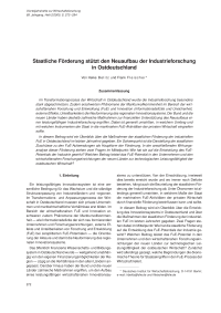 Staatliche Förderung stützt den Neuaufbau der Industrieforschung in Ostdeutschland