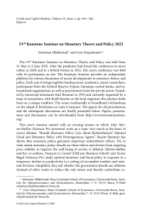 53rd Konstanz Seminar on Monetary Theory and Policy 2022