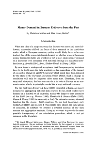 Money Demand in Europe: Evidence from the Past