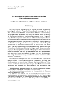 Ein Vorschlag zur Reform der österreichischen Unternehmensbesteuerung