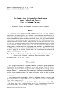 The Impact of an Exchange Rate Realignment on the Italian Trade Balance: Euro vs. National Currency