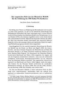 Zur empirischen Relevanz des Monetären Modells für die Erklärung des DM/Dollar-Wechselkurses