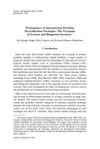 Performance of International Portfolio Diversification Strategies: The Viewpoint of German and Hungarian Investors