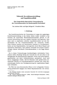 Sektorale Investitionsentwicklung und Liquiditätseinfluß