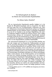 Die Erfindungskraft des Bankiers im Dienste des internationalen Kapitalmarktes