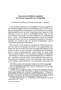 Gesamtwirtschaftliche Liquidität als Orientierungsgröße der Geldpolitik