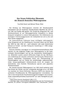 Zur Neuen Politischen Ökonomie der deutsch-deutschen Währungsunion