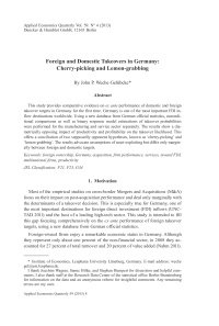 Foreign and Domestic Takeovers in Germany: Cherry-picking and Lemon-grabbing