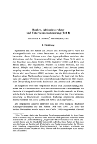 Banken, Aktionärsstruktur und Unternehmenssteuerung (Teil I)