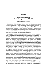 What Monetary Policy for the European Central Bank?