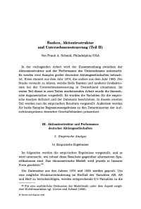 Banken, Aktionärsstruktur und Unternehmenssteuerung (Teil II)