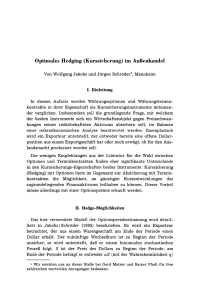 Optimales Hedging (Kurssicherung) im Außenhandel