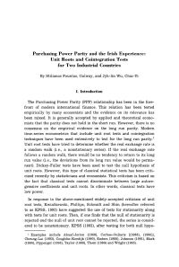 Purchasing Power Parity and the Irish Experience: Unit Roots and Cointegration Tests for Two Industrial Countries