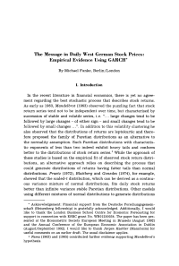 The Message in Daily West German Stock Prices: Empirical Evidence Using GARCH