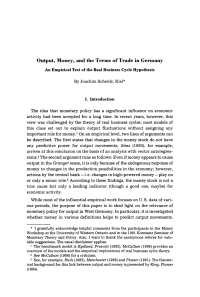 Output, Money, and the Terms of Trade in Germany