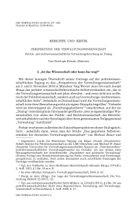 Perspektiven der Verwaltungswissenschaft. Politik- und rechtswissenschaftliche Verwaltungsforschung im Dialog