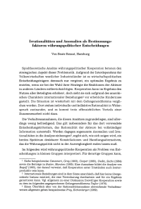 Irrationalitäten und Anomalien als Bestimmungsfaktoren währungspolitischer Entscheidungen