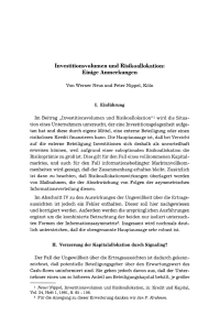 Investitionsvolumen und Risikoallokation: Einige Anmerkungen