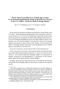 On the Short Term Objectives of Daily Intervention by the Deutsche Bundesbank and the Federal Reserve System in the U.S. Dollar – Deutsche Mark Exchange Market