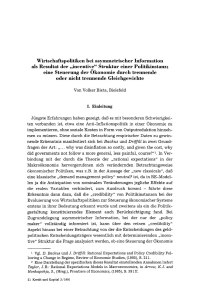 Wirtschaftspolitiken bei asymmetrischer Information als Resultat der „incentive“ Struktur einer Politikinstanz; eine Steuerung der Ökonomie durch trennende oder nicht trennende Gleichgewichte
