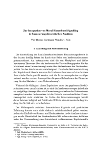 Zur Integration von Moral Hazard und Signalling in finanzierungstheoretischen Ansätzen