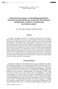 Selektivität beim Zugang zu Weiterbildungsmaßnahmen. Die Bedeutung individueller und struktureller Determinanten am Beispiel der "Initiative zur Flankierung des Strukturwandels„