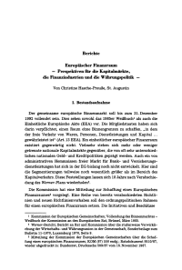 Europäischer Finanzraum — Perspektiven für die Kapitalmärkte, die Finanzindustrien und die Währungspolitik