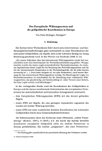 Das Europäische Währungssystem und die geldpolitische Koordination in Europa