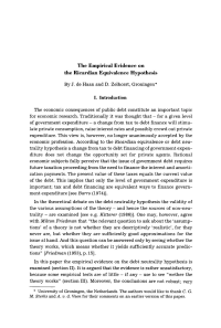 The Empirical Evidence on the Ricardian Equivalence Hypothesis