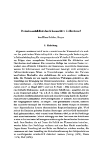 Preisniveaustabilität durch kompetitive Geldsysteme?