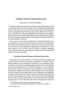 An Inquiry Into Recent Financial Innovation