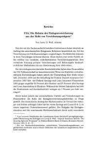 USA: Die Reform der Einlagenversicherung aus der Sicht von Versicherungsträgern