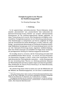 Fristigkeitsaspekte in der Theorie der Stabilisierungspolitik