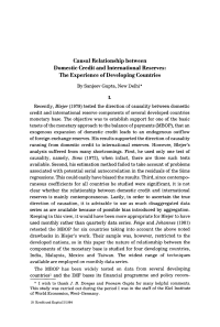 Causal Relationship between Domestic Credit and International Reserves: The Experience of Developing Countries