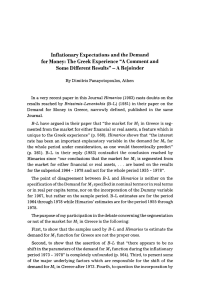 Inflationary Expectations and the Demand for Money: The Greek Experience “A Comment and Some Different Results” — A Rejoinder