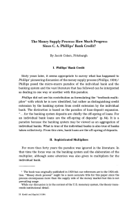 The Money Supply Process: How Much Progress Since C. A. Phillips Bank Credit?