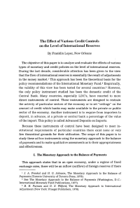 The Effect of Various Credit Controls on the Level of International Reserves