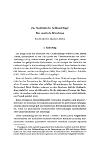 Zur Stabilität der Geldnachfrage