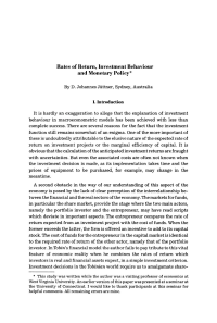 Rates of Return, Investment Behaviour and Monetary Policy