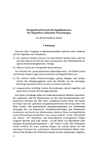Konjunkturtheoretische Implikationen der Hypothese rationaler Erwartungen