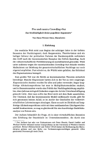 Pro und contra Crowding-Out Zur Stichhaltigkeit dreier populärer Argumente