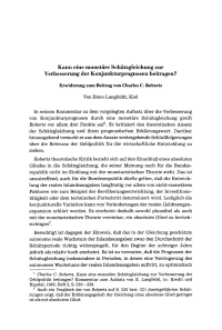 Kann eine monetäre Schätzgleichung zur Verbesserung der Konjunkturprognosen beitragen?