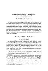Einige Auswirkungen der Währungspolitik auf den finanziellen Sektor