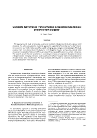 Corporate Governance Transformation in Transition Economies: Evidence from Bulgaria