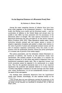 On the Empirical Existence of a Monetarisi Steady State