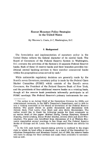 Recent Monetary Policy Strategies in the United States