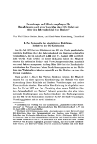 Bewertungs- und Gliederungsfragen für Bankbilanzen nach dem Vorschlag einer EG-Richtlinie über den Jahresabschluß von Banken